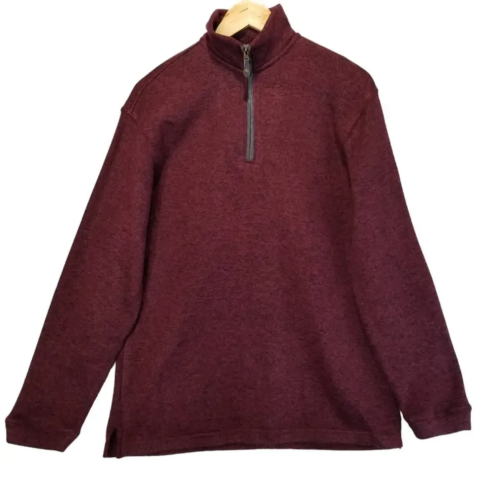 Haggar Sweater Mens Medium Cool 18 Pro 1/4 Zip Pullover Fleece Long Sleeve